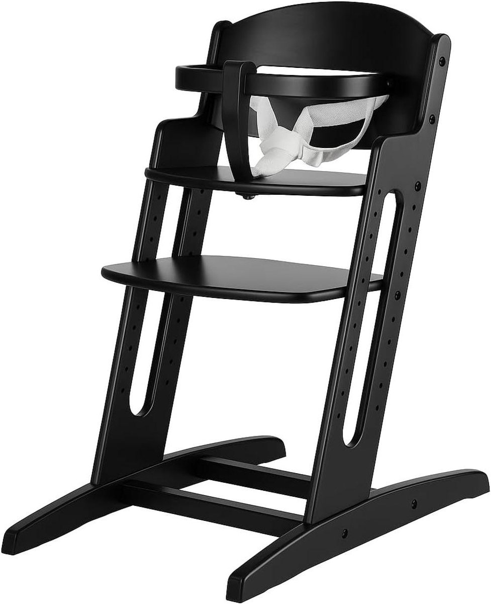 Kinderstoel Hout - Eetstoel Baby - Veilig Eten - Extra Lange Poten - 80 cm Hoog - Zwart