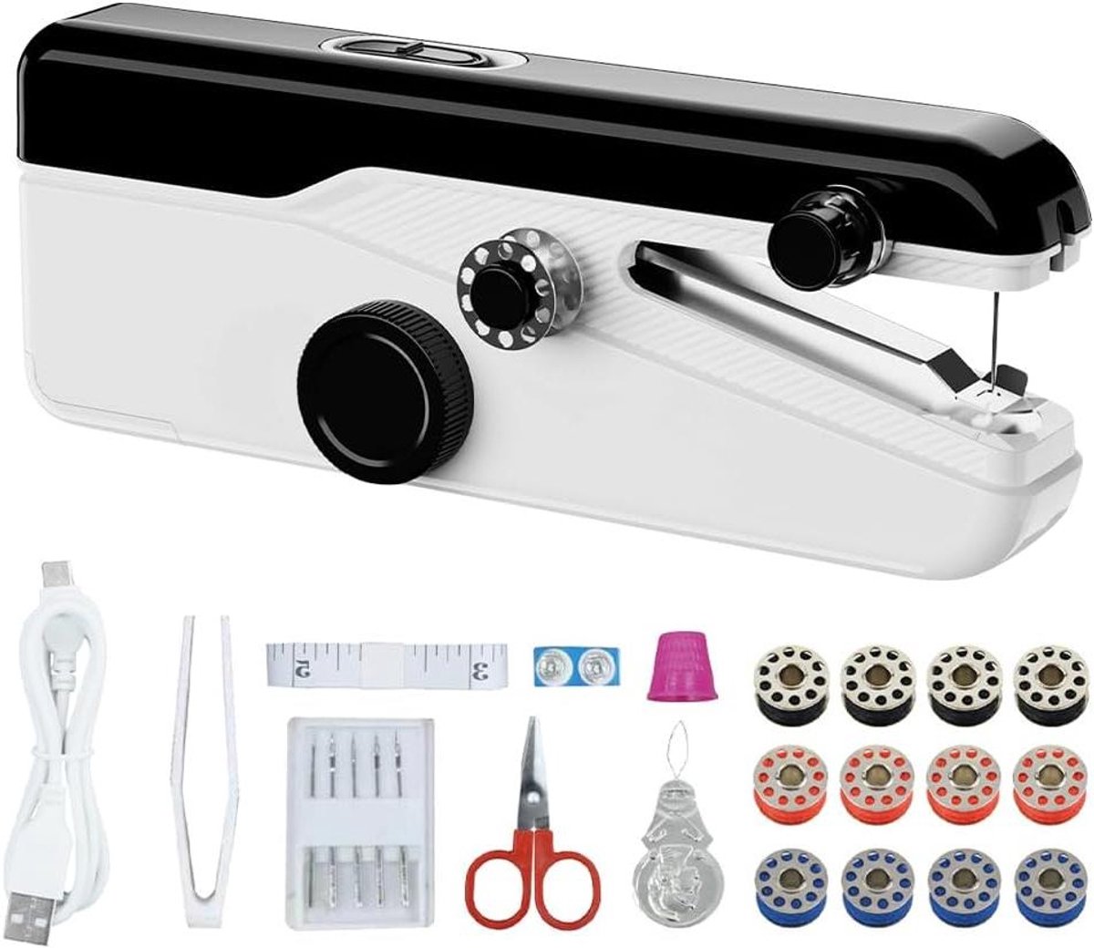 Mini Hand Naaimachine - Draagbare Naaimachine - Kleding Repareren - Compleet Accessoireset - Compact Formaat - Zwart