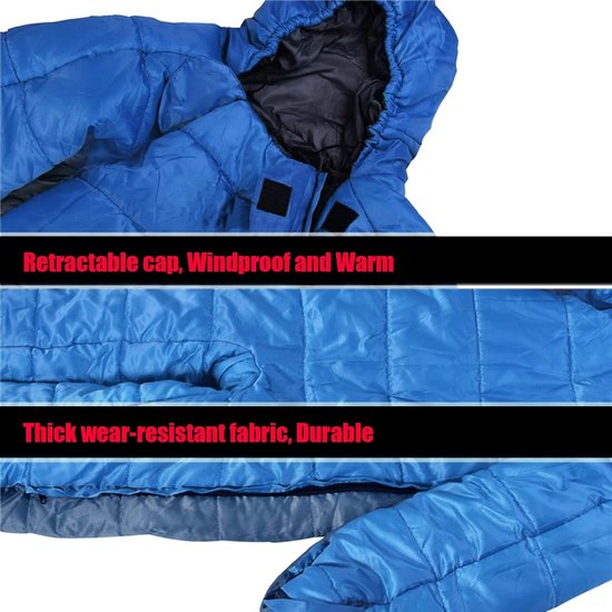 Menselijke Slaapzak - Humanoïde Slaapzak - Kamperen Buiten - Met Teen Ventilatie - XL - Blauw-grijs — afbeelding 5