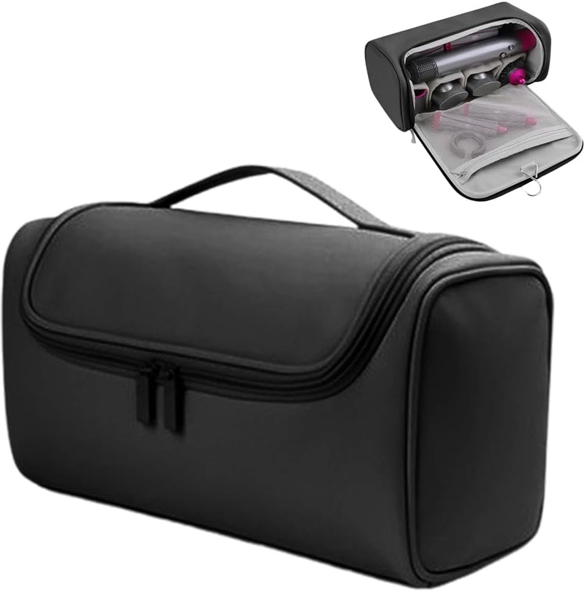 Haardroger tas geschikt voor Dyson Airwrap, föhn opbergtas, waterdicht, met haak, reisopbergtas voor haarstyling accessoires, zwart