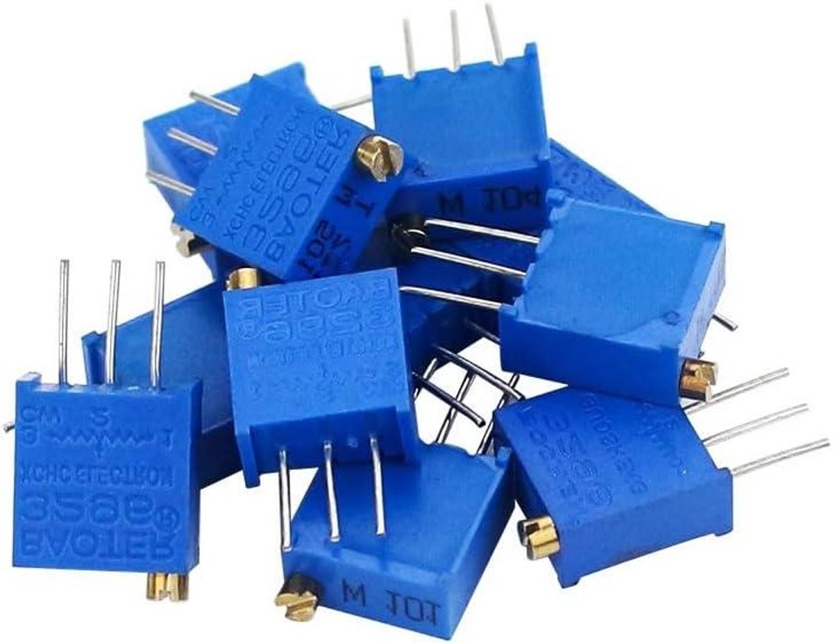 Instelbare Weerstand - Precisie Potentiometer - Elektronica Reparatie - Multi-turn Trimmer - 100K Ohm - Blauw