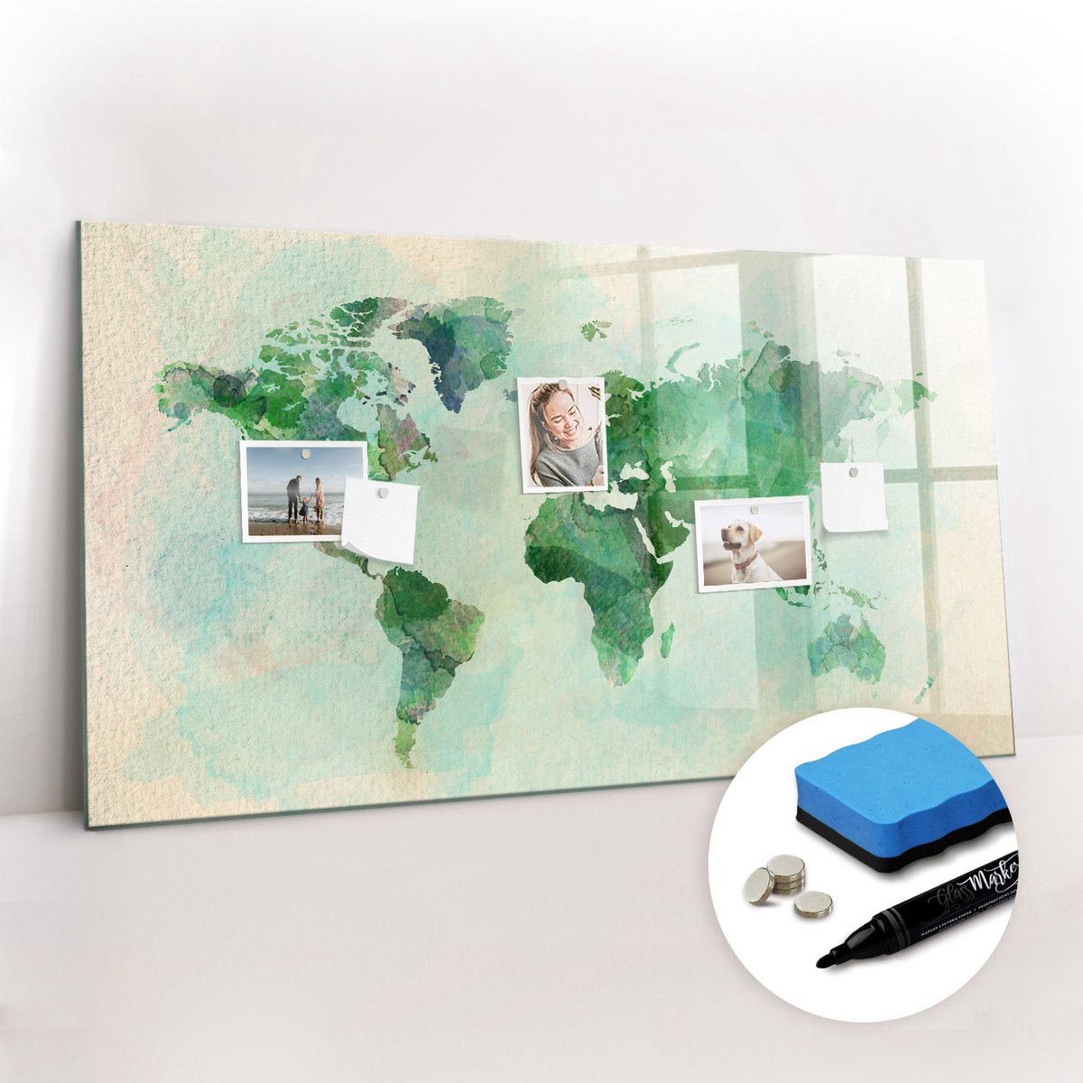 Tulup Whitebord - Een delicate wereldkaart - 120 x 60 cm - Groente Magneetbord Muur - Gratis 5 Sterke Magneten + Whiteboard Marker & Wisser - Decoratief Magnetisch Bord - Memo Magneetbord - Ideeënbord Thuiswerkplek