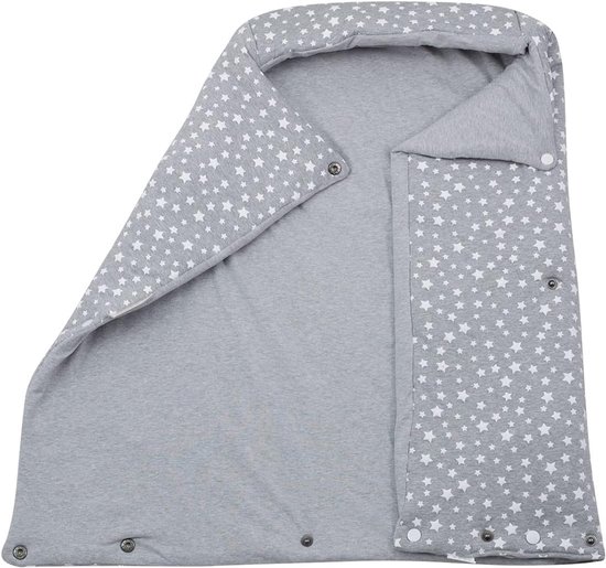 Reiswiegzak Katoen - Voetenzak Kinderwagen - Baby Warm Houden - Oeko-tex Gecertificeerd - 35 x 80 cm - Wit Sterren — afbeelding 3
