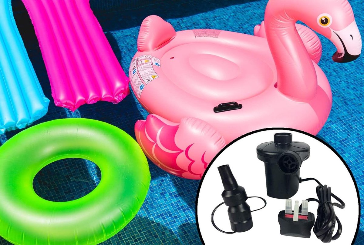Elektrische luchtpomp - Draagbare pomp - Luchtbedden opblazen - Inclusief 3 adapters - 130 W - Zwart