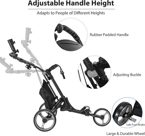 Opvouwbare Golftrolley - Golf Push Cart - Sport & Outdoor - Voetrem en Parapluhouder — afbeelding 5