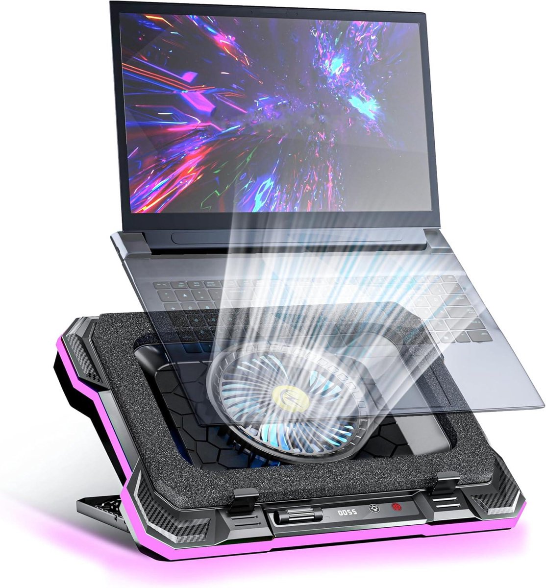 Laptop Koelpad - Laptop Cooler Stand - Voorkom Oververhitting - 10 RGB Modi - 15-19 inch - Zwart