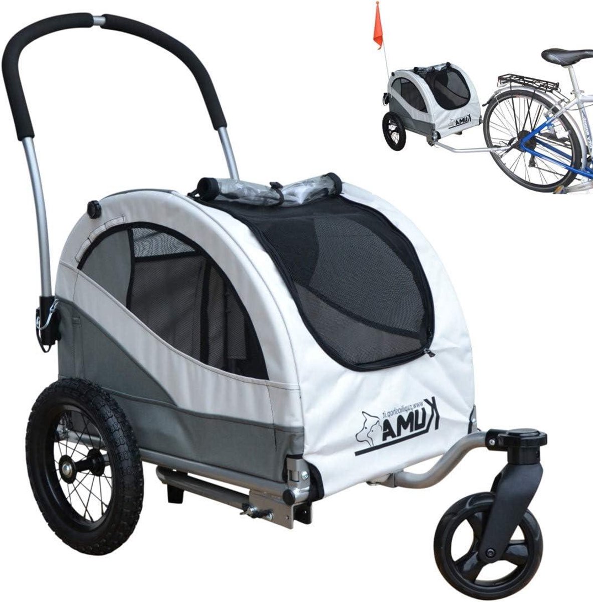 Fietskar Hond - Hondenbuggy Transportkar - Veilig Vervoer - Stalen Frame - 43x43x62 cm - Grijs