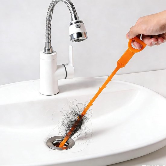 Set van 8 afvoerreinigers spiraal, 2 m afvoerreiniger, spiraalafvoer, buisreinigingspakket, dubbele kop, roestvrijstalen kanaalreiniger, afvoerborstel, keuken en douche — afbeelding 4