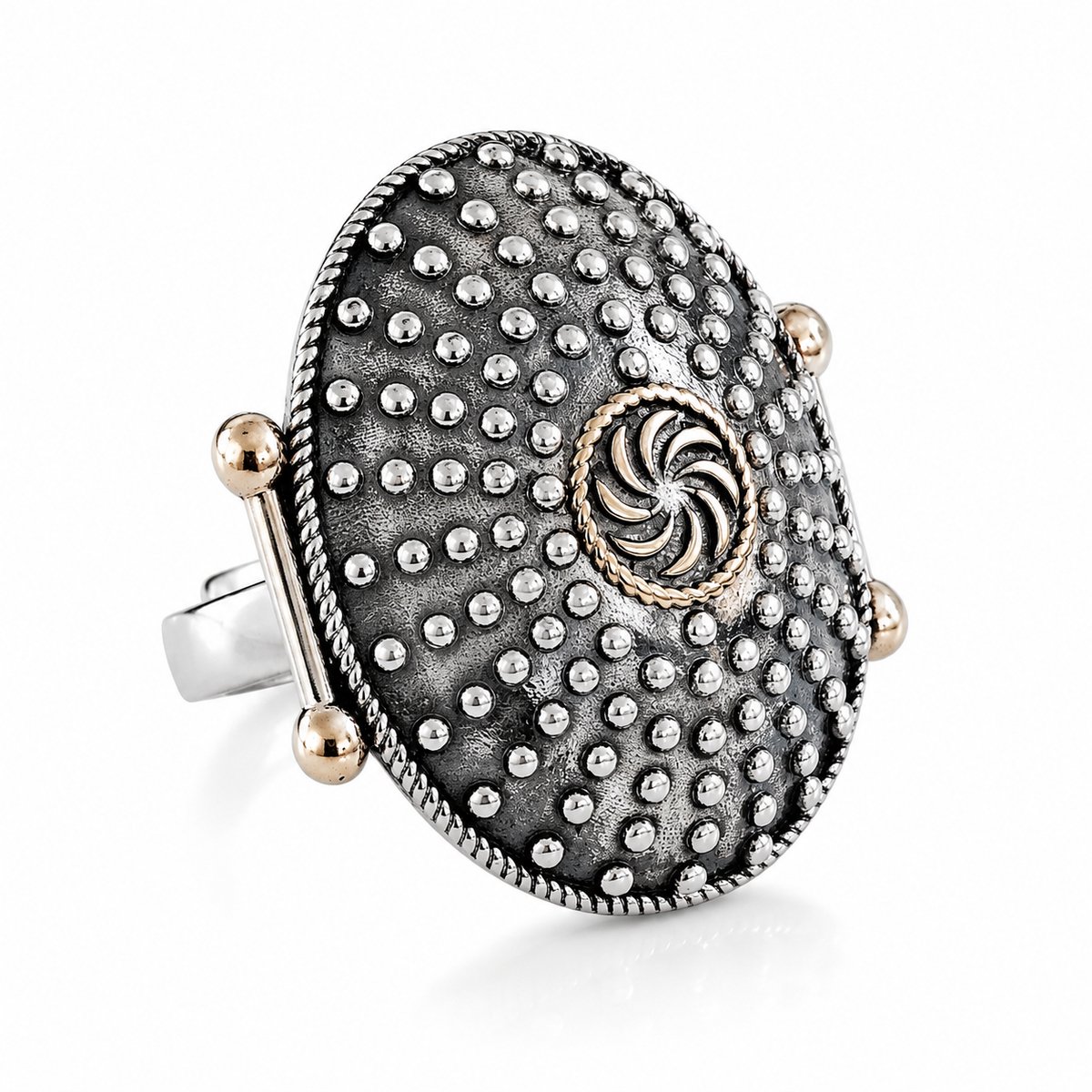 HAYAN Aeon zilveren ring dames met vergulde accenten - 925 zilver