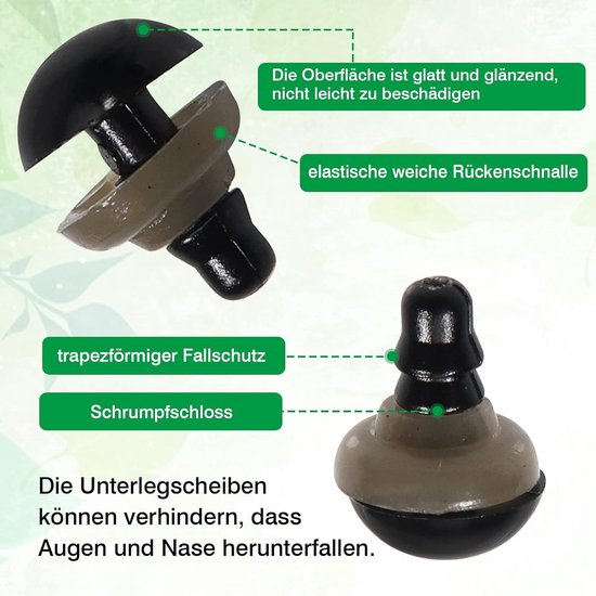 Ogen Veiligheidsogen 9 mm Kunststof Ogen met Sluitringen voor Marionet — afbeelding 2