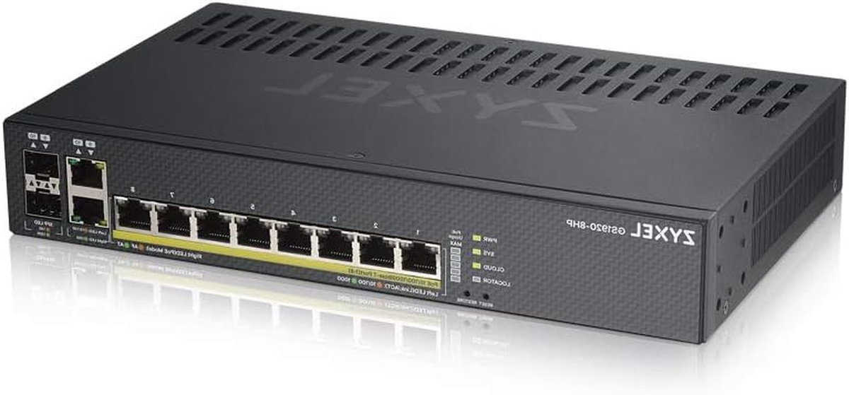 Gigabit Ethernet Switch - PoE+ Switch - Netwerk Uitbreiding - Slim Beheerd - 8 Poorten - Zwart