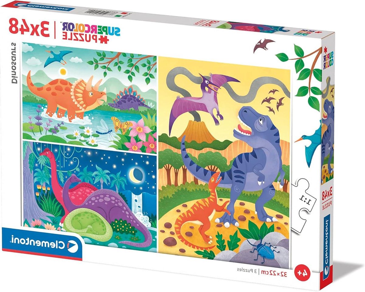 Kinderpuzzels Dinosaurussen - Legpuzzels 3x48 - Kinderen Leren Spelen - Ontwikkelt Vaardigheden - 268 x 183 cm - Meerkleurig