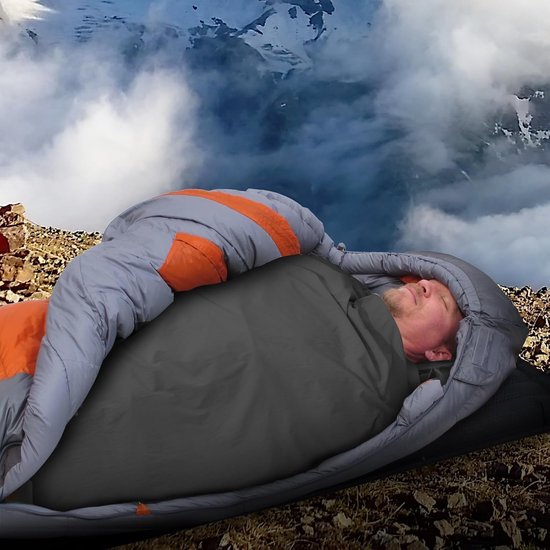 Slaapzak Liner - Slaapzakhoes Binnen - Kamperen en Reizen - Lichtgewicht en Compact - 210x80cm - Grijs — afbeelding 4