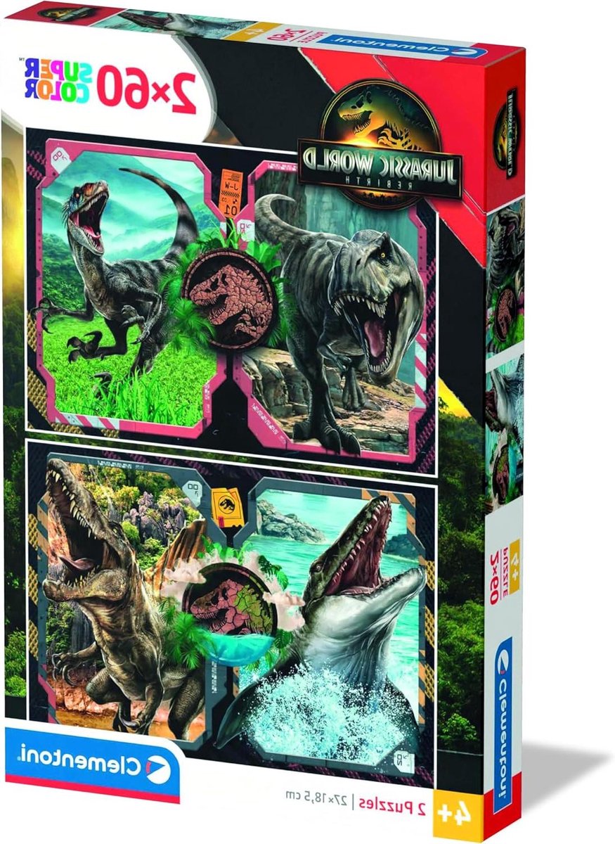 2x60 Stuks Puzzels Jurassic World Themapuzzel voor Kinderen 4 Jaar en Ouder
