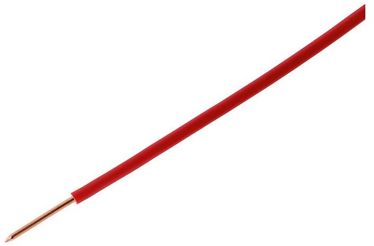 Elektrische Stroomkabel - Enkelvoudige Draadgeleider - Binnengebruik Elektrische Installaties - Massieve Geleider PVC Isolatie - 25m - Rood