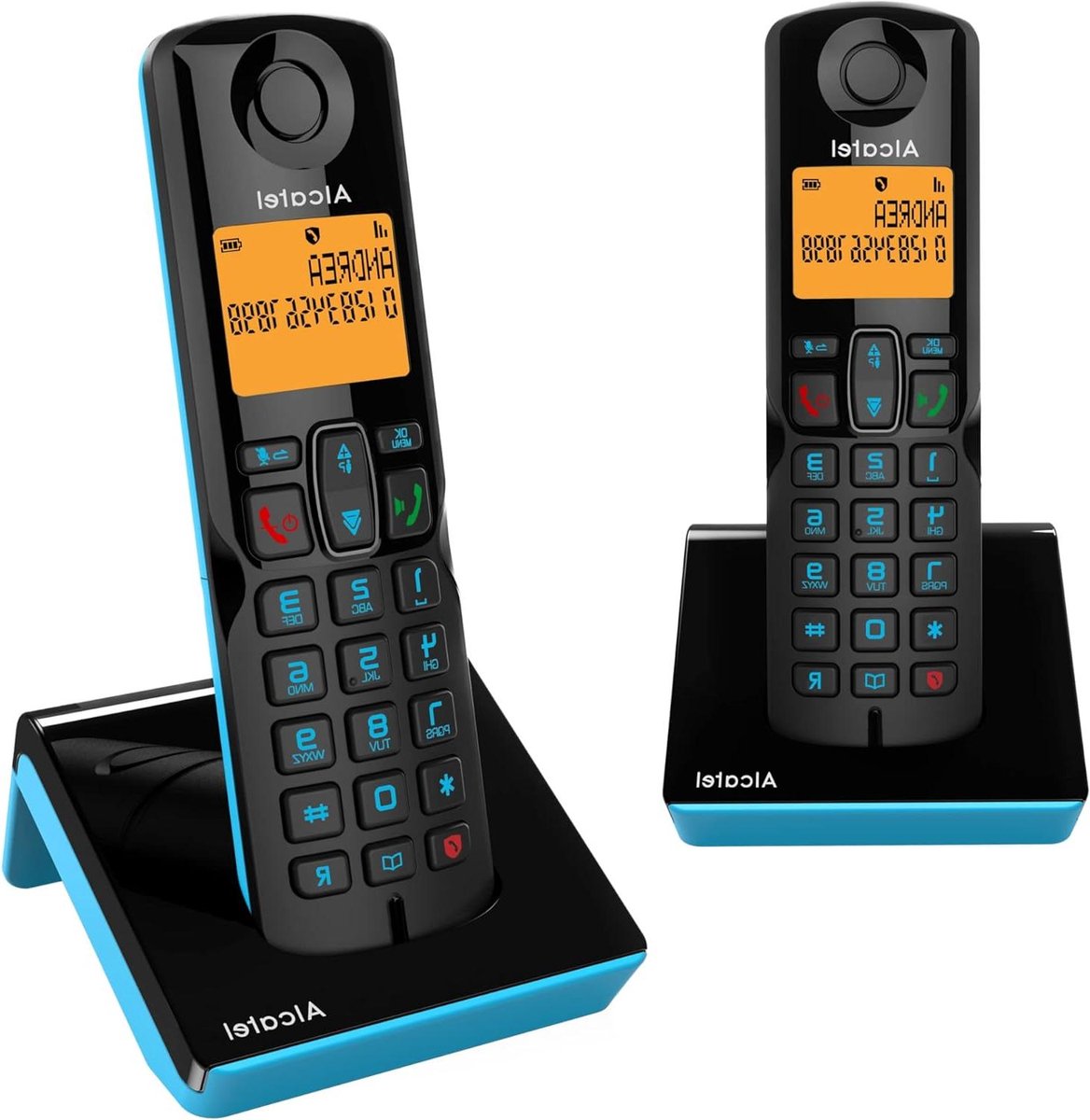 Draadloze Telefoon Duo - DECT Telefoon Extra Handset - Thuiscommunicatie - Ontzurende Oproepblokkering - 450 g - Zwart Blauw