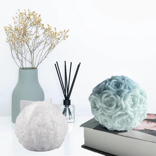 3 stuks rozenbol, siliconen vormen, kaarsen, 3D rozen, bloem, kaarsgietvormen, doe-het-zelf bloem, siliconen vorm, kaarsgietvormen voor geurkaarsen, Valentijnsdag, decoratieve ornamenten — afbeelding 3