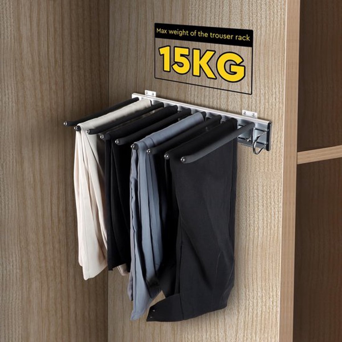 Dailygoody Antislip flocking Afneembare roestvrijstalen broek Rechts