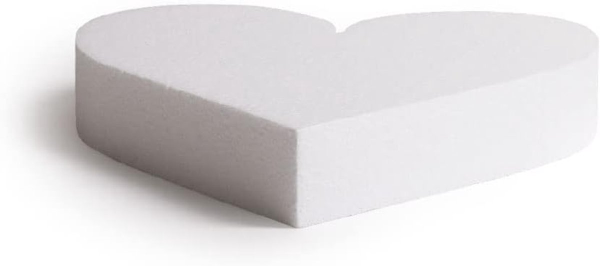Taartdummy, hartvorm, van styropor, 25 x 5 h cm, polystyrol, beige, 25 x 5 cm