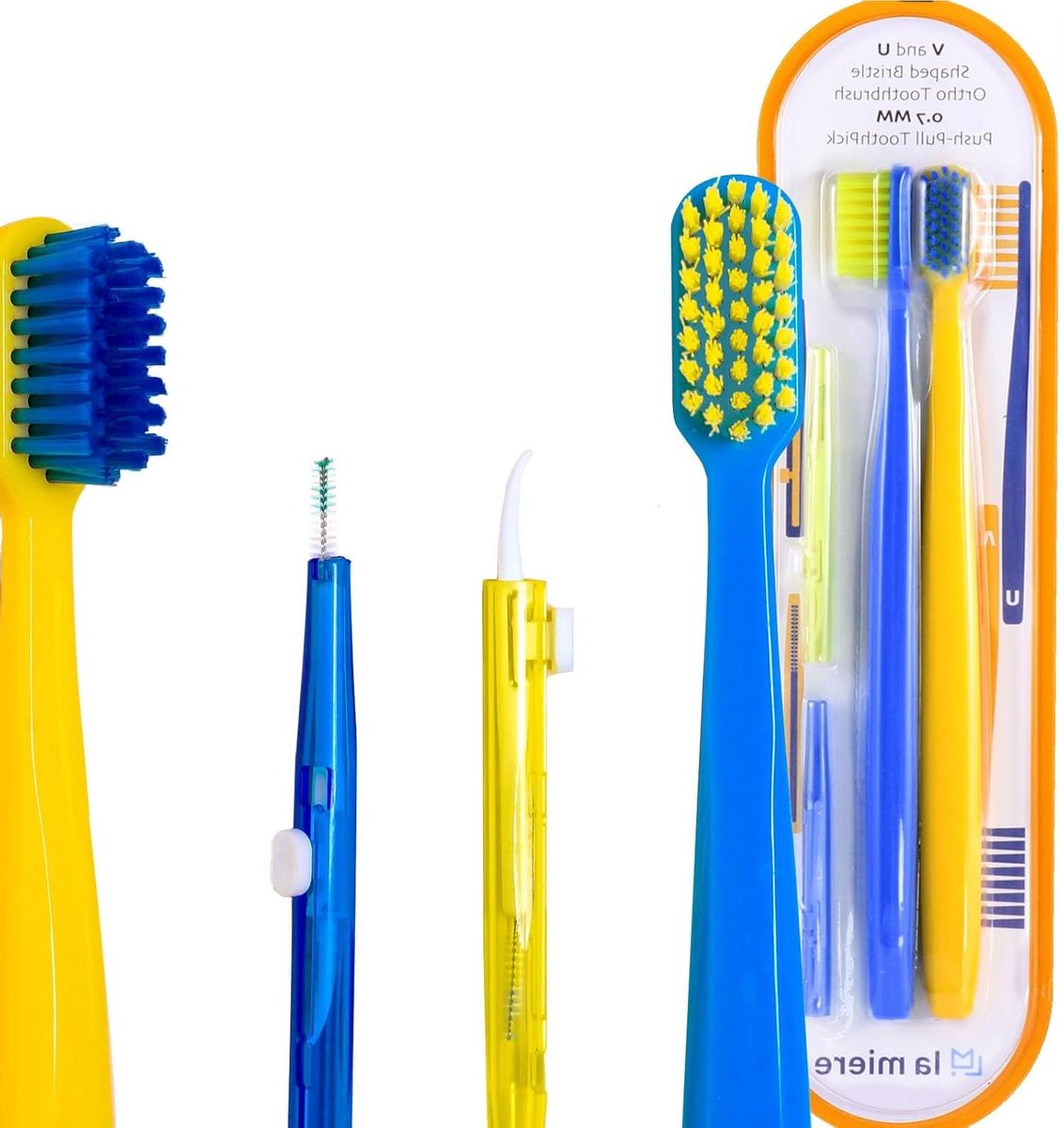 Orthodontische Tandenborstel - Beugel Borstel - Mondhygiëne Beugels - V- en U-vormig - 2 Stuks - Blauw