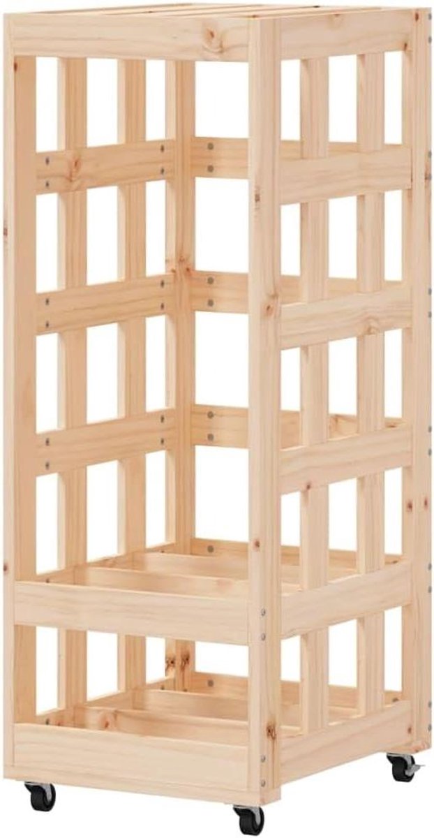 Houthok Houder - Houtopslag - Binnen Opslag - Met Wielen - 40x49x110cm - Houtkleur