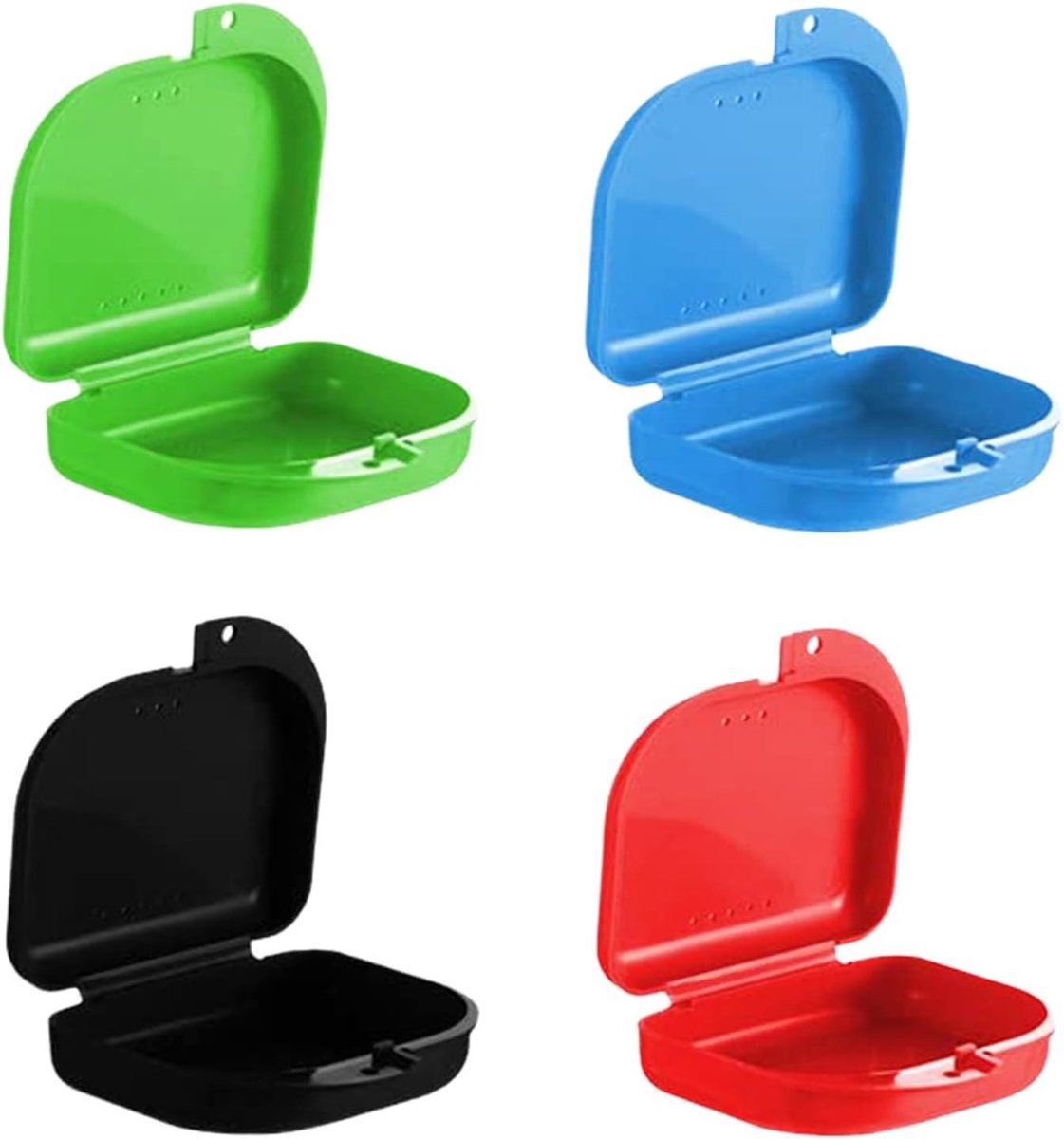 Tanddozen Set - Opbergdoosjes Beugels - Kunstgebit Reinigen - Ventilatie Gaten - 4 Stuks - Blauw