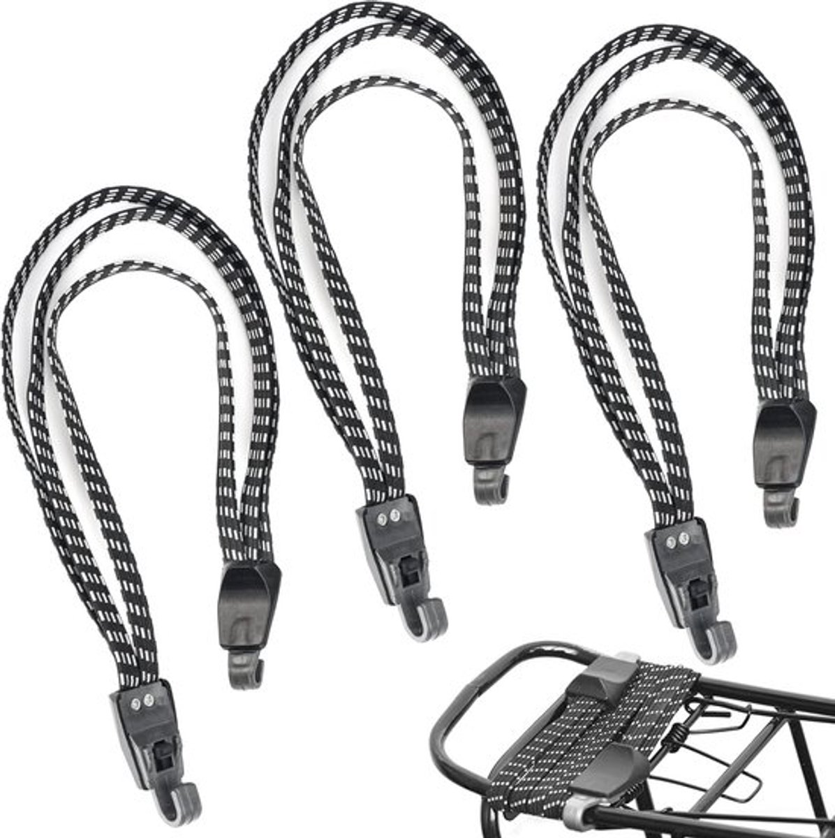 Golden crown - Fietsspanriemen - Set van 3 elastische bagagespanners