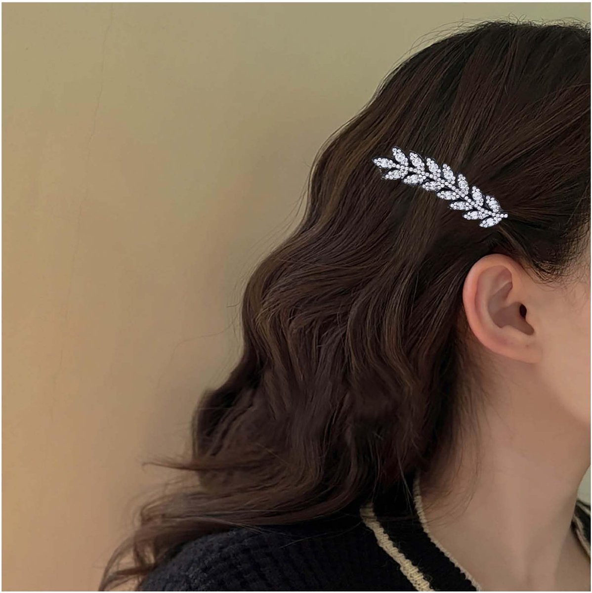 Haarspeld Goud strass blad haarspelden Cz clips strass haarspeld Hoofdbedekkingen Decoratieve Bobby Pins bruiloft haarsieraad Voor vrouwen (Zilver)