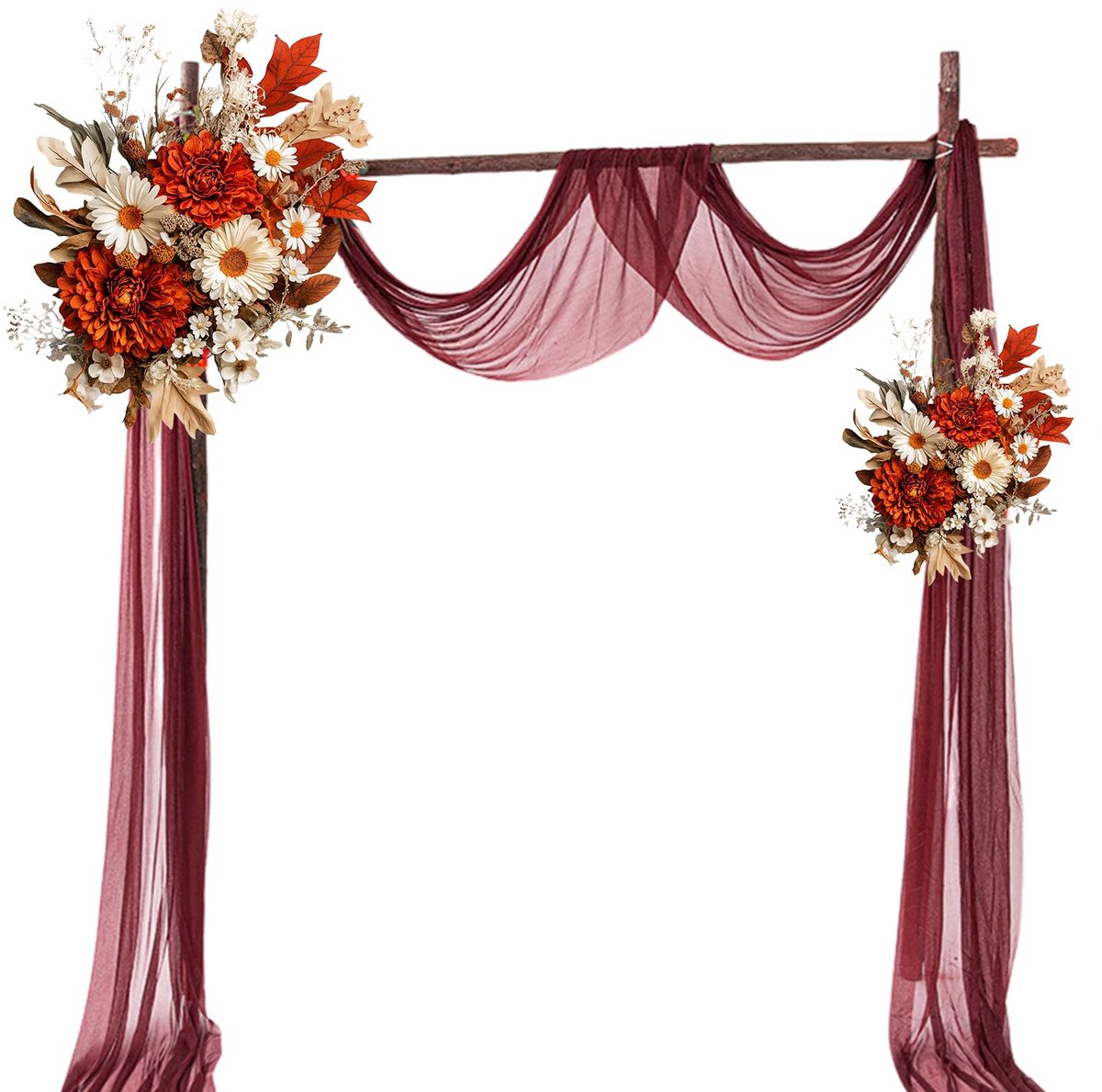vrije handdecoratie, 2 stuks, bruiloft, 75 x 800 cm, bruiloftsboog, gordijn, dwarsgordijn, transparante tulestof, trouwboogdecoratie voor banketten, woondecoratie, ontvangst