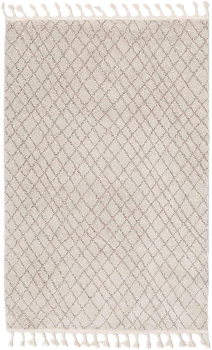 Vloerkleed, Moderne, 140 x 200 cm, Rechthoekig, Middelpolig, Woonkamer, Eetkamer, Slaapkamer, Alleen chemisch reinigen, oeko_tex_100, Crème wit/Beige
