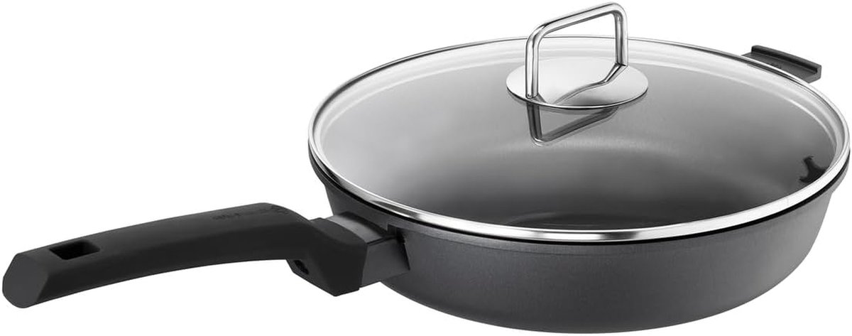 Giet Aluminium Pan Kookpan met deksel Optimaal Braden Optische temperatuurindicator 28 cm Zwart