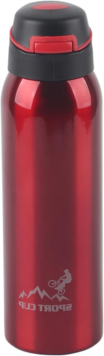 Geïsoleerde Waterfles - Thermosbeker Rietje - Hydratatie Onderweg - Eénknops Ontgrendeling - 500 ml - Rood