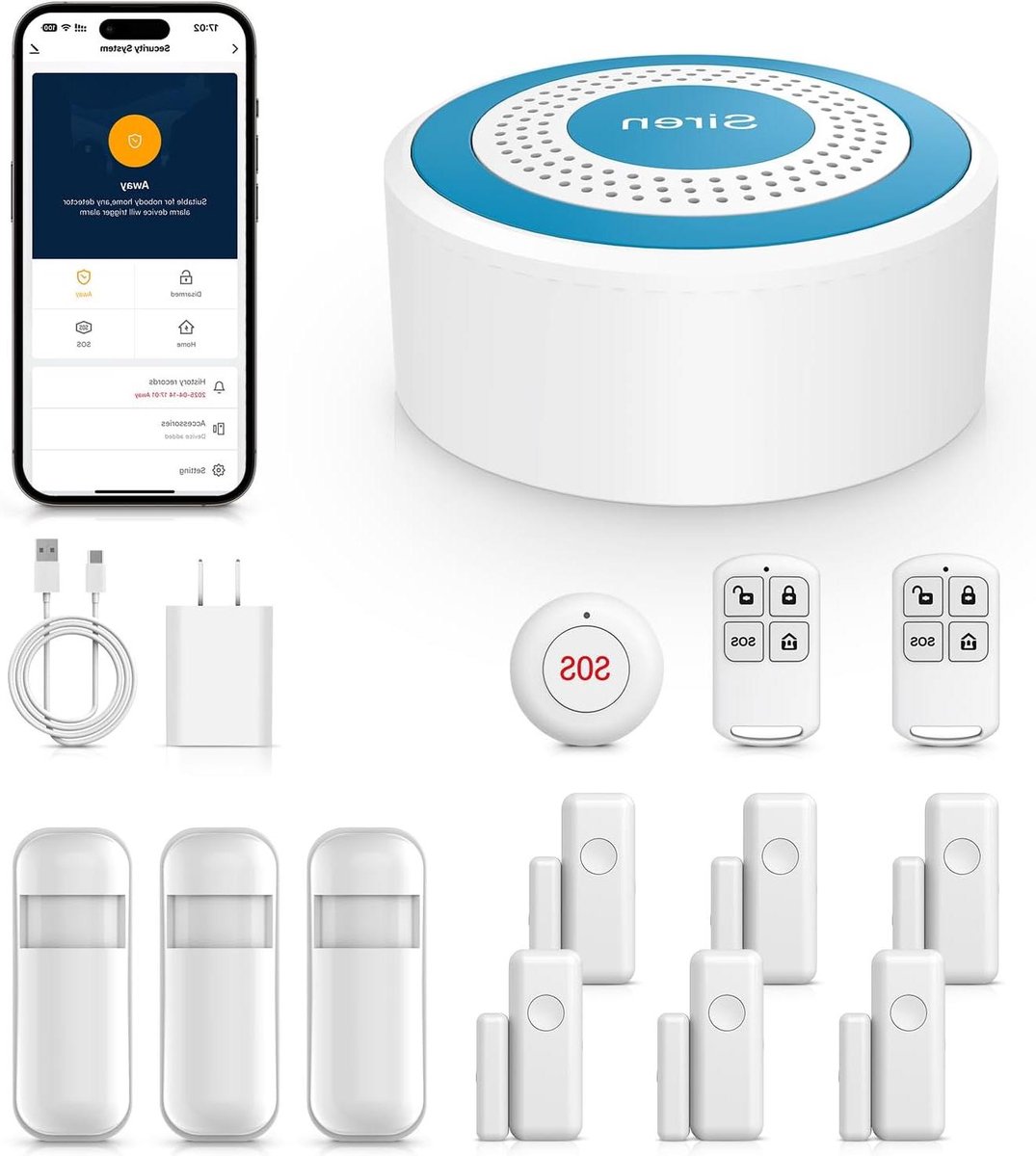 Draadloos Alarmsysteem - Woningbeveiliging - Huis Beveiligen - App Bediening - 13 Delig - Wit