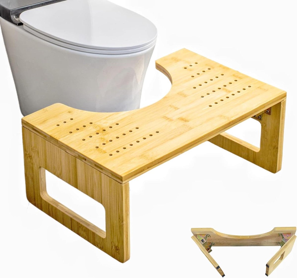 Toiletkruk Bamboe - Poepkruk Krukje - Ontlasting Verbeteren - Opvouwbaar Ontwerp - 7 Inch Hoog - Natuurlijk