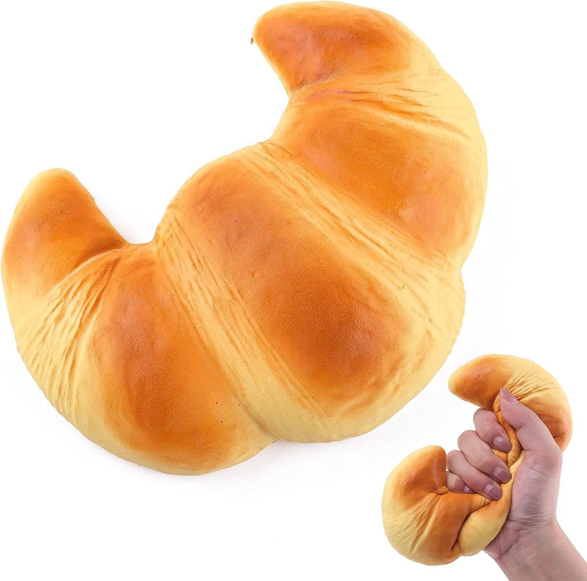 Oneay Jumbo Brood Squishy met Langzame Terugvering – Zacht Knijpspeelgoed voor Kinderen en Volwassenen, Anti Stress Speelgoed, Sensorisch Speelgoed, Grote Croissant Squishy van Schuim