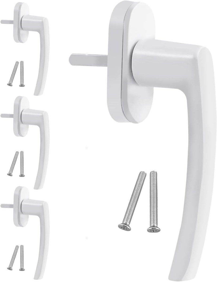 Aluminium Raamhendel - Veiligheidssluiting - Toegangsbeveiliging - Massief Aluminium - 4 Stuks - Wit