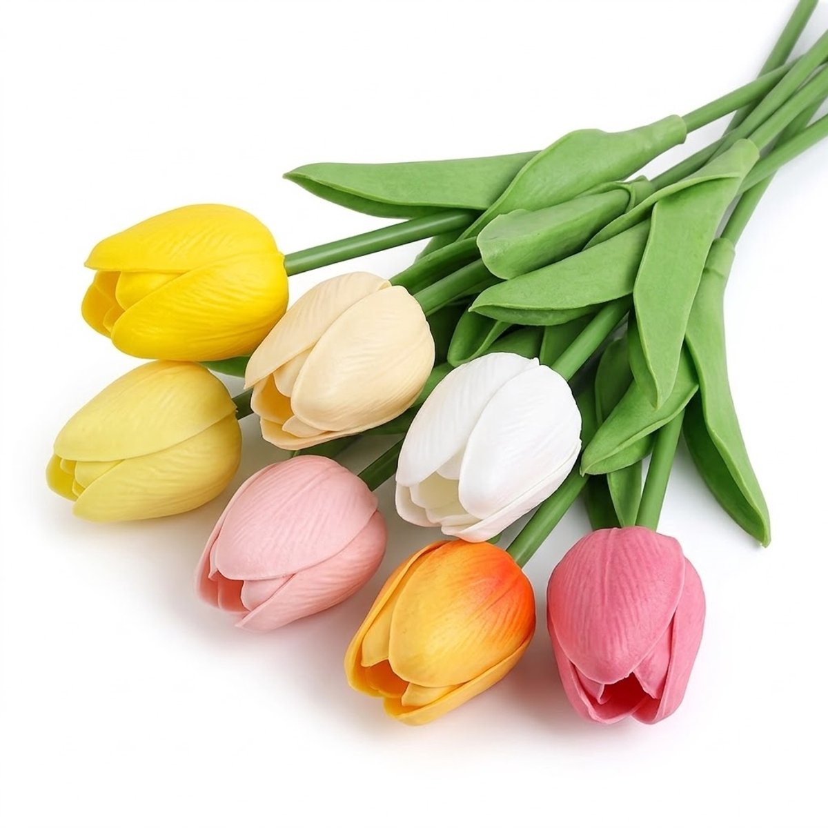 NUVEX Gemengde kleuren kunstbloemen tulpen set van 7 stuks kunstbloemen decoratie voor vaas tafel interieur bruiloft bloemstuk