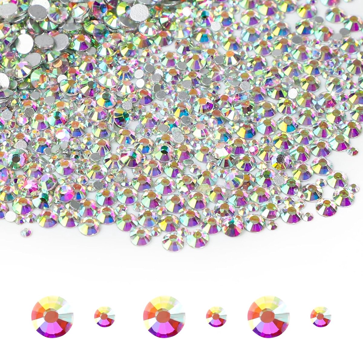2880 Stuks Non-Stick Resin Steentjes Bling Crystal Diamantes, SS16/SS6 Flat Back Crystal Strass Glitter Steen, Ronde Kristallen Edelstenen voor Nail Art & Scrapbooking-Accessoires