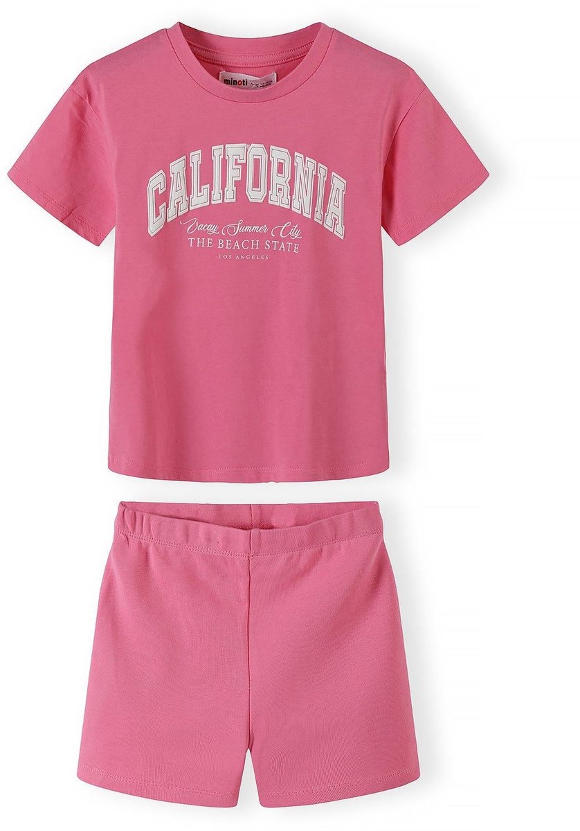 Minoti kleding set meisjes California print - 100% katoen - roze