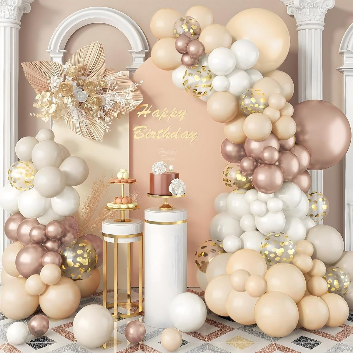Ballonnenboogset, 108 stuks champagne goudkleurige ballonnenslinger, witte-crème, beige ballonnen, neutrale boho ballonnen, feestdecoraties, verjaardag, babyshower, jubileum, verloving, bruiloft