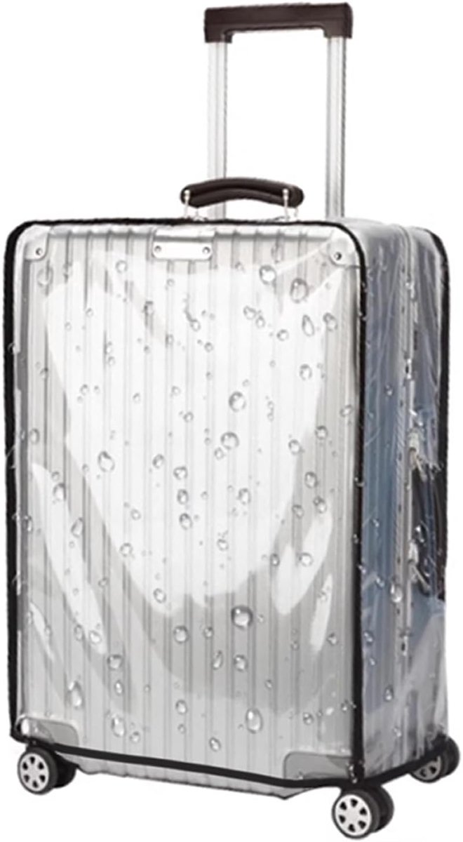 beschermhoes van pvc, waterdichte kofferhoes, rolbagage, kofferbescherming, slijtvast en waterdicht ontwerp ter bescherming van de bagage, Transparant + zwart., 28 Zoll