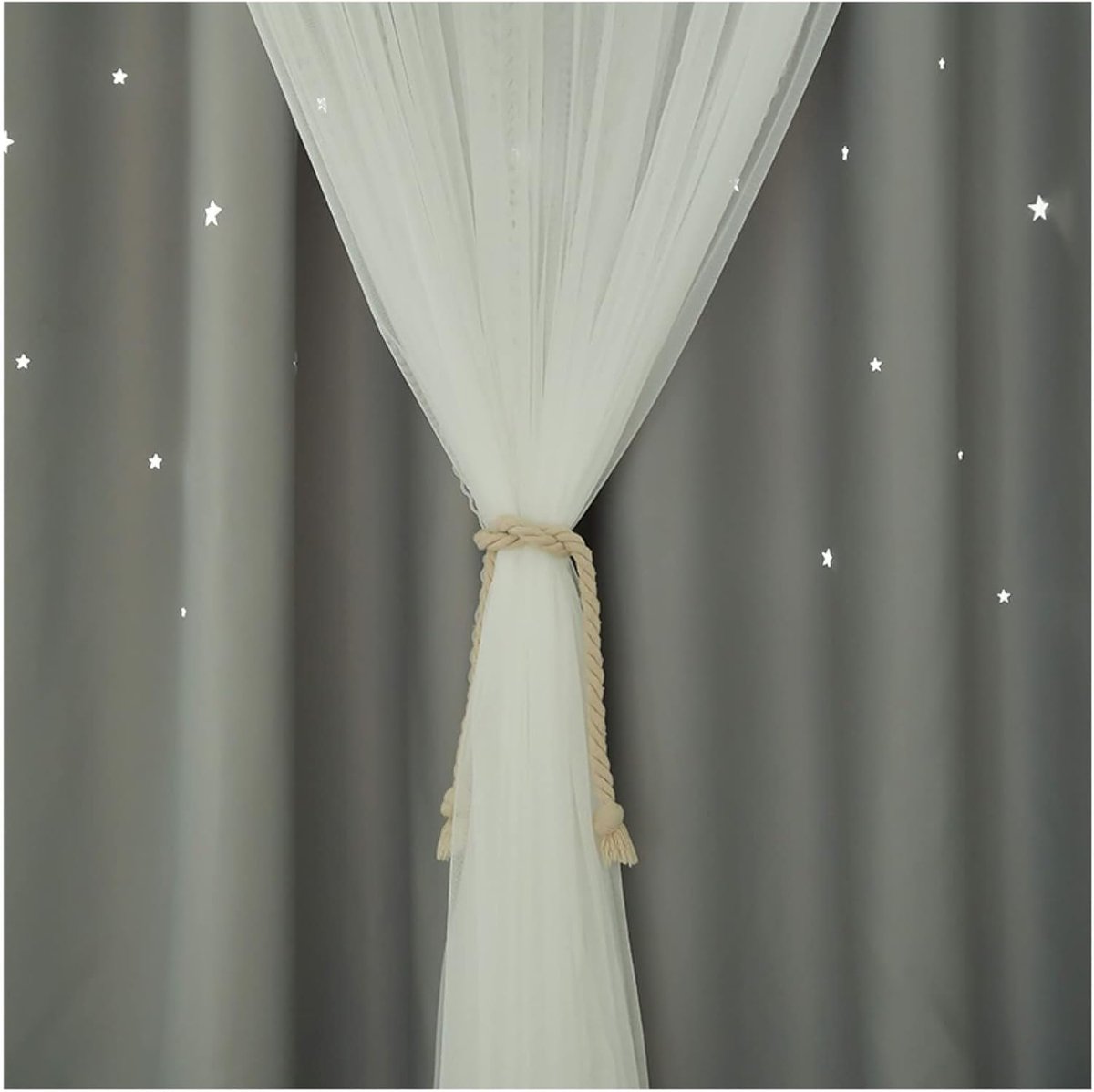 2 Stuk Verduisterings/Thermische Geïsoleerde,Gordijn Kinderkamer/Slaapkamer/Woonkamer/balkon,Voile Potloodplooi Polyester/Verschillende Maten,Gray-200x270cm(79x106inch)