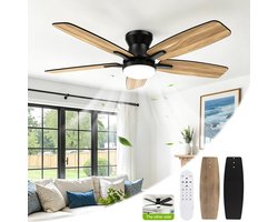 Archi Plafondventilator Met LED-Verlichting – Ventilator - 6 Snelheden – Omkeerbare Stille DC-Motor – Afstandsbediening – Timer