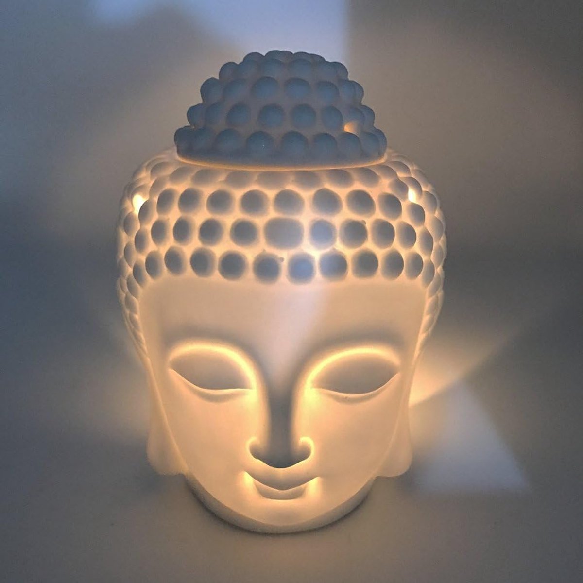aromatherapie oliebrander Boeddha hoofd etherische olie diffuser Tibetaanse Indiase wierookbrander S (wit)