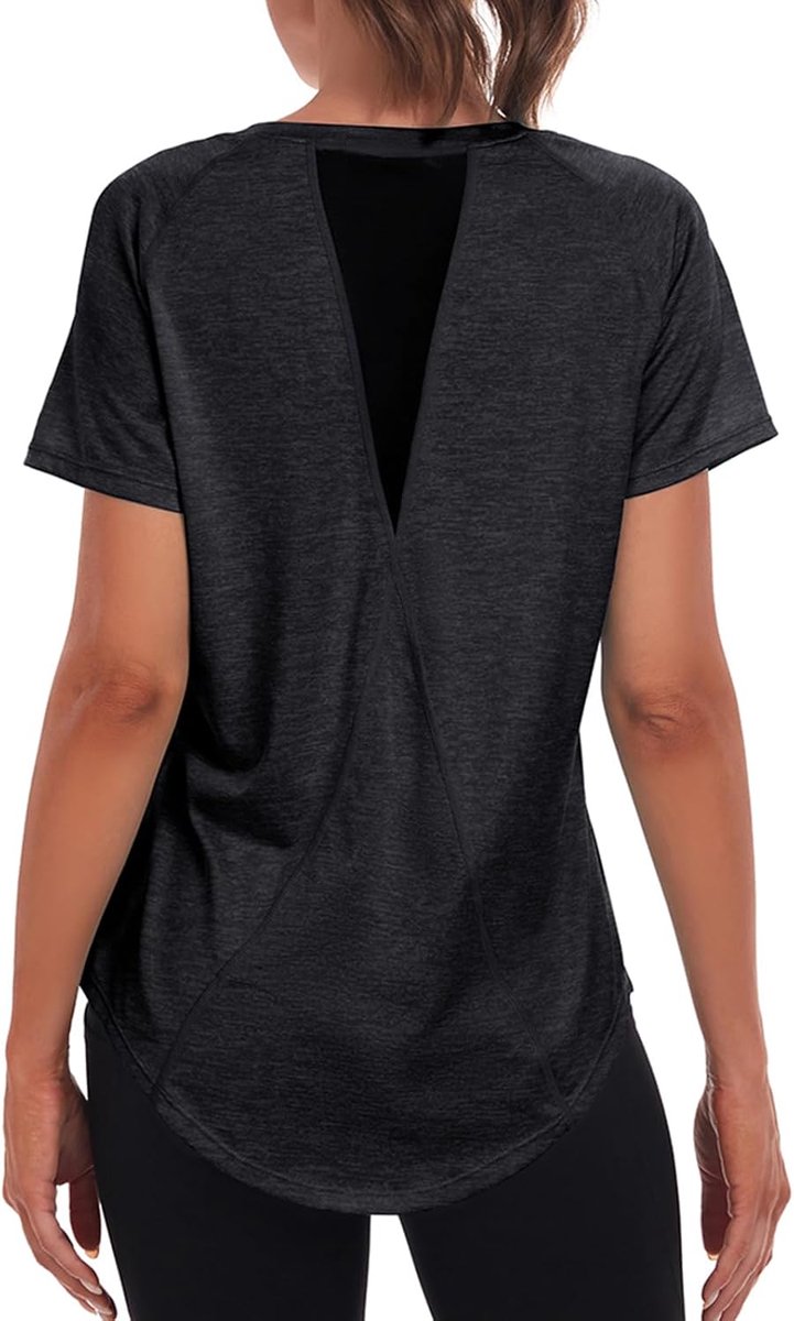 Sportshirts voor dames, korte mouwen, sporthemdje van lichtgewicht, vochtafvoerend en sneldrogend gaasstof met een losse pasvorm.