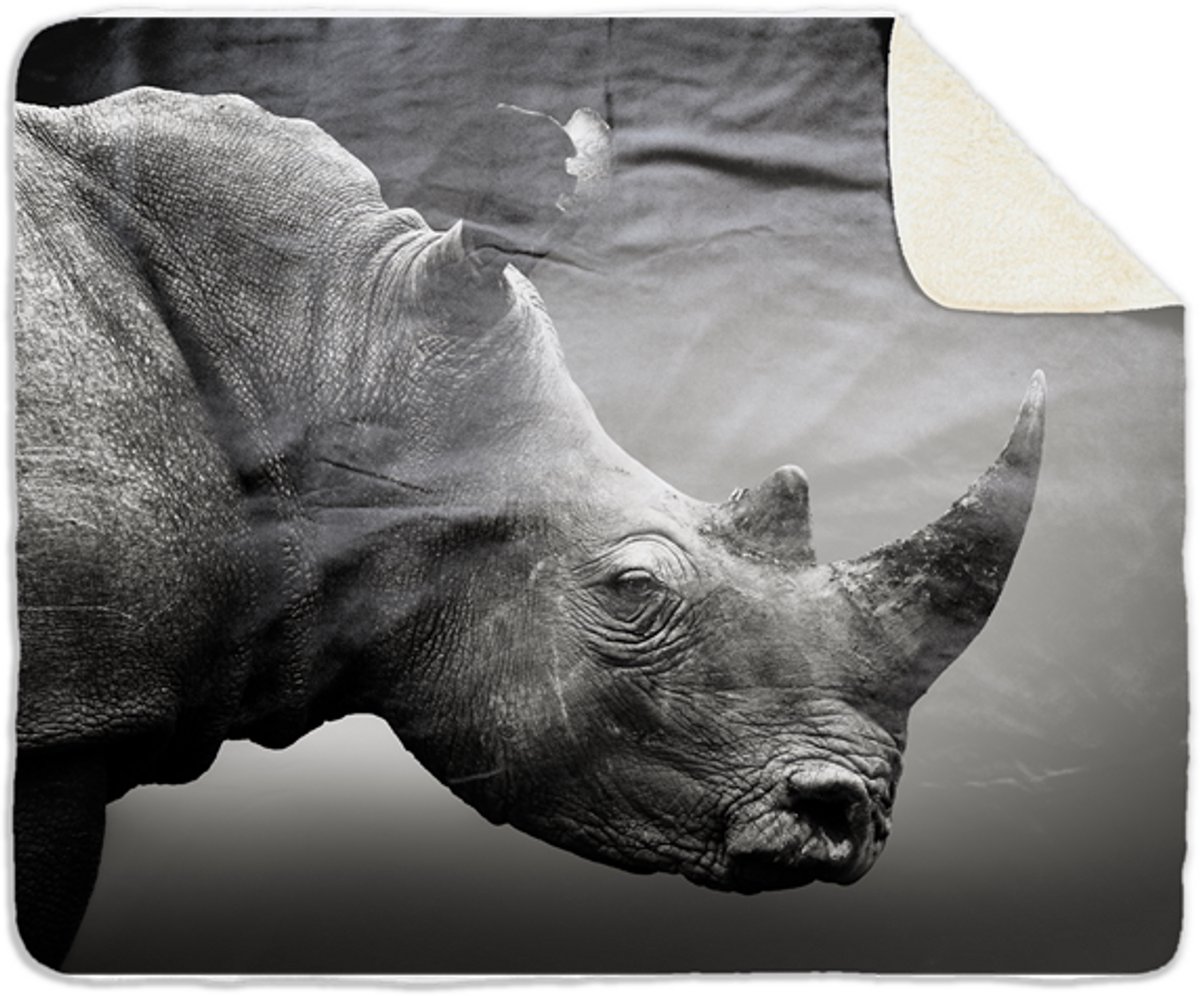 Fleecedeken Neushoorn, Materiaal: Sherpa, Polyester Afmetingen: 147x97cm