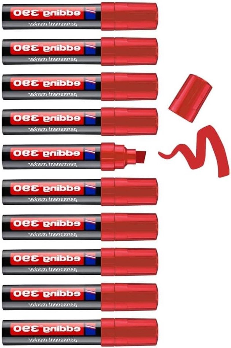 Permanente Markers - Universele stiften - Grote markeringen - Sneldrogend en watervast - 10 stuks - Rood
