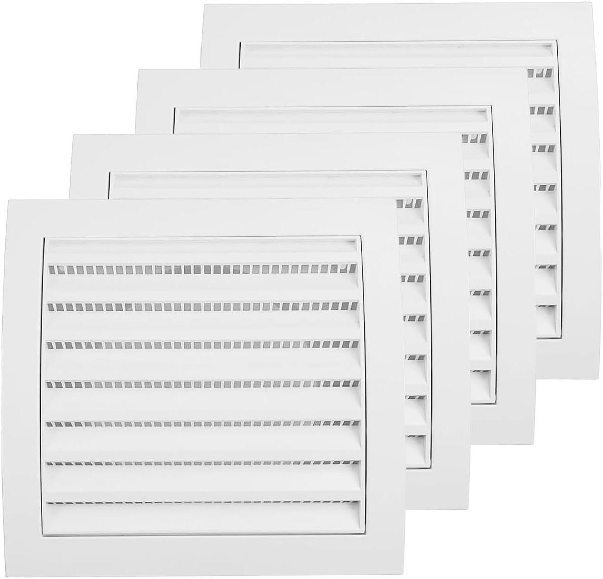 Ventilatierooster - Luchtrooster Afdekking - Ventilatie Binnen Buiten - UV-Remmers Gebogen Lamellen - Ø 100 mm 4 Stuks - Wit