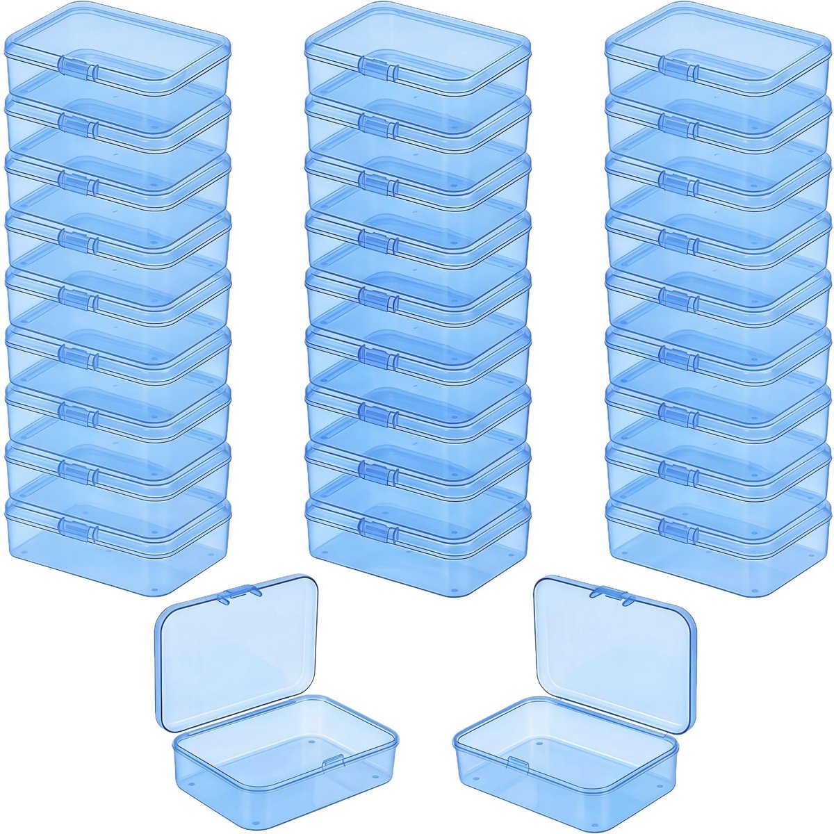 28 Stuks Blauw Opbergdoos met Deksel (8,5x5,5x2,5 cm) – Transparante Sorteerbox voor Diamond Painting & Kralen, Rechthoekige Plastic Container, DIY Organizer