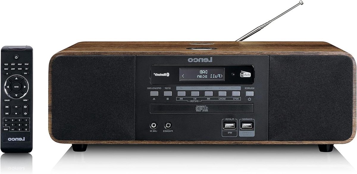 Compact stereo installatie - Stereo installatie - Muziek luisteren - Houten behuizing - 2 x 10 watt Rms - Houtkleur